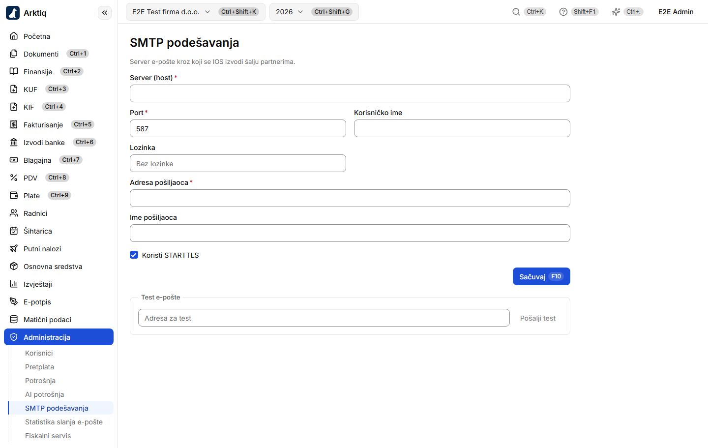 SMTP podešavanja naloga