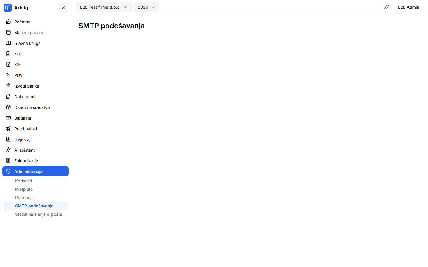 SMTP podešavanja agencije