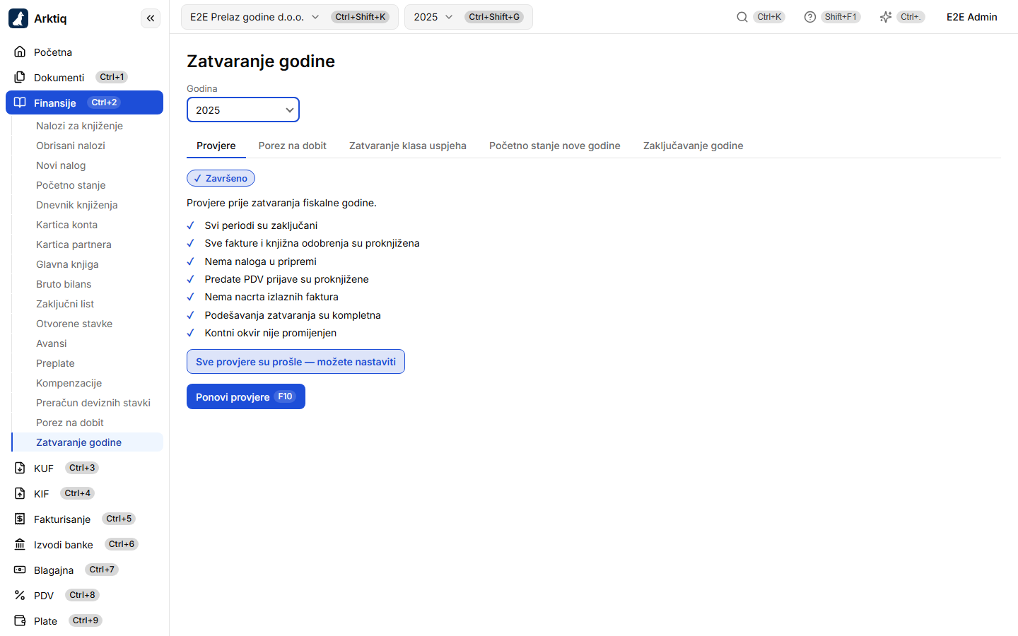 Provjere prije zatvaranja godine — sve prošle