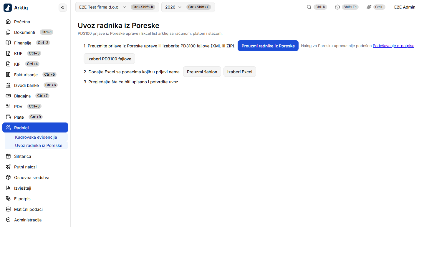 Ekran „Uvoz radnika iz Poreske"